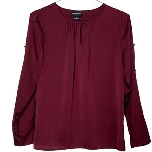 Liz Claiborne Shirt Soft Polyester Burgundy M